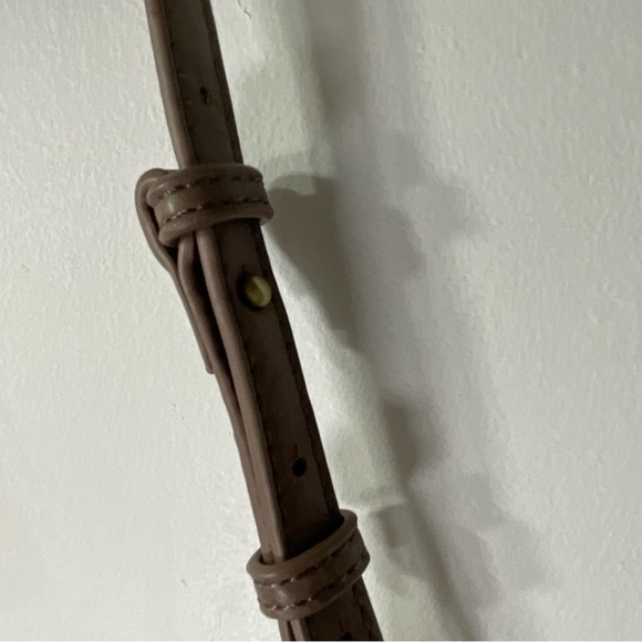 Miztique Purse Tan Beige Faux Suede Over Shoulder Bag Chevron - Picture 5 of 14